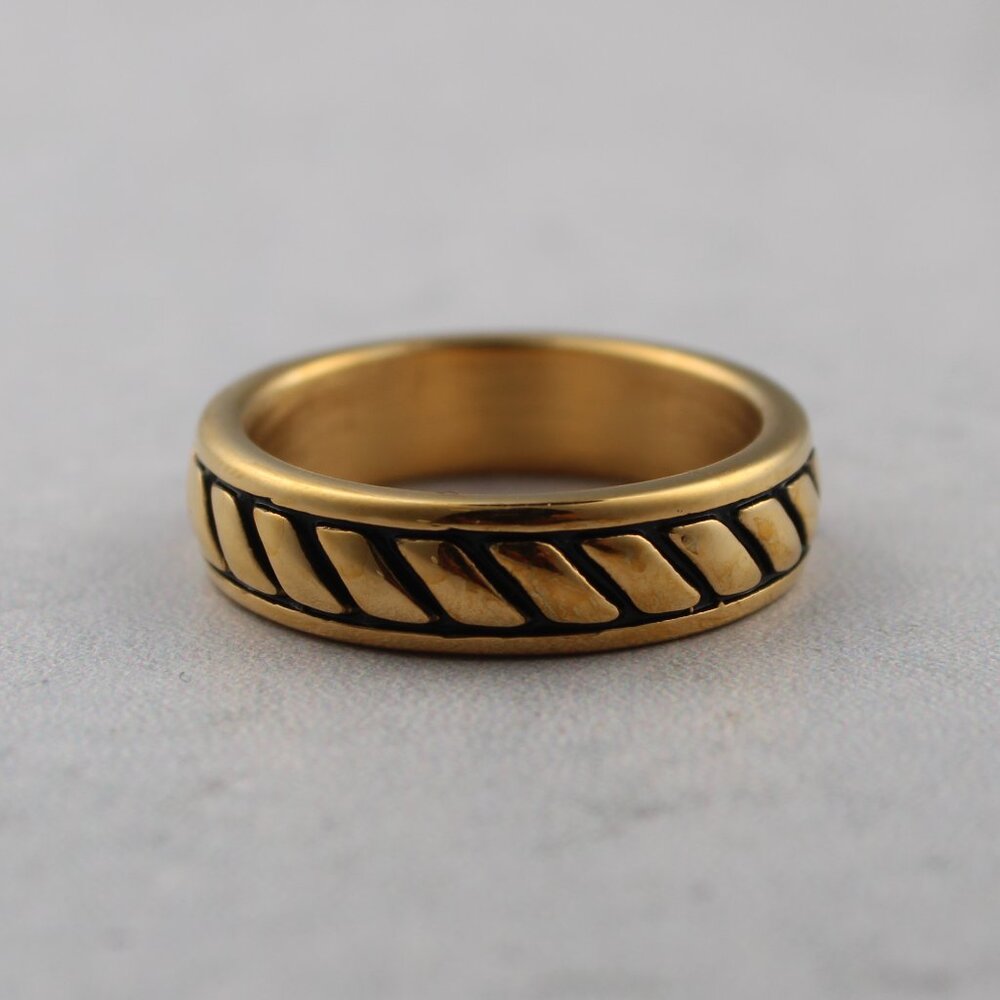 Gold Rope Band Ring Stainless Steel